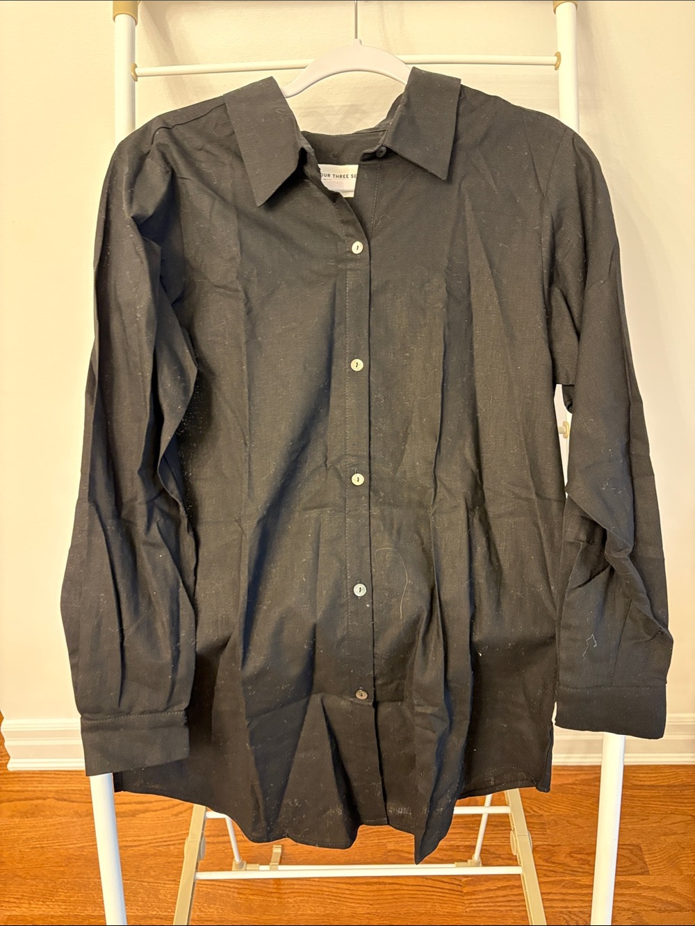 NWOT 437 Black The Willow Linen Button-Up Shirt